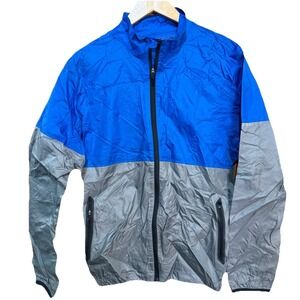 Sun Mountain Waterproof Golf Jacket Full Zip Mens Blue Gray Packable Rain Medium